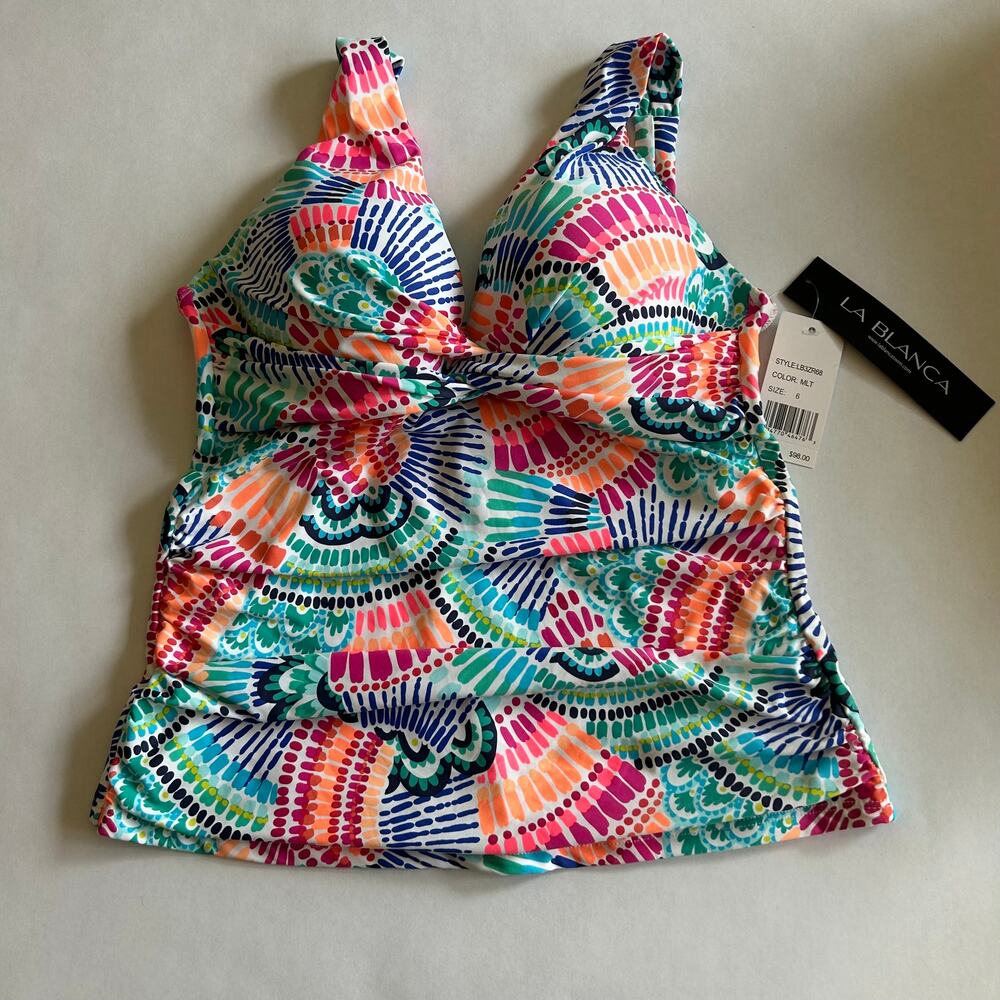 La Blanca Women's Over The Shoulder Tankini Swimsuit TOP ONLY *NEW* Size 6
